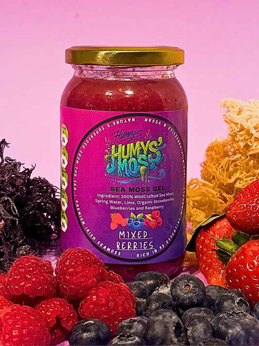 Original St Lucian Golden Sea Moss Gel 380ml | Mixed Berries Flavour | Natural Supplement | Raspberry, Strawberry & Blueberry